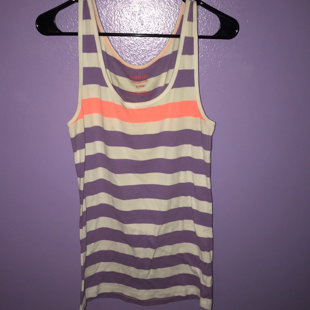 Purple and orange striped tank top from Old Navy